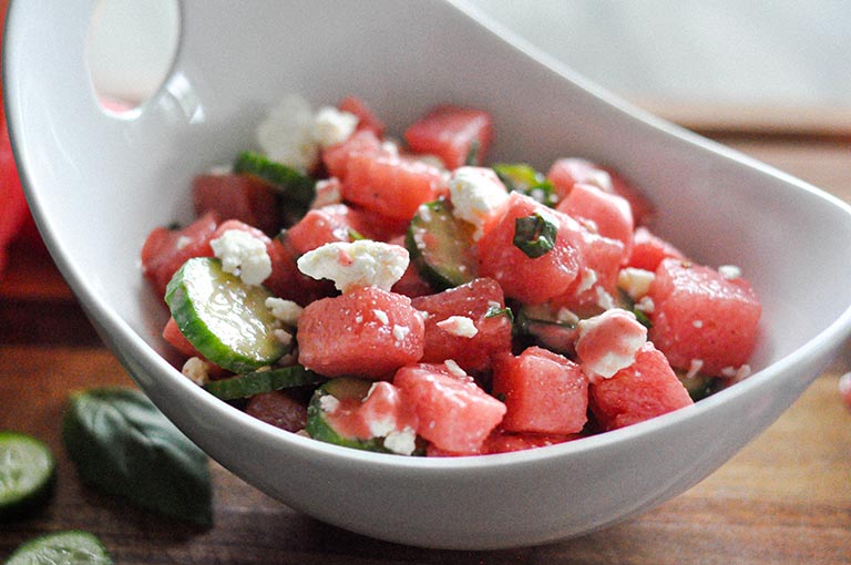 watermelon feta basil salad